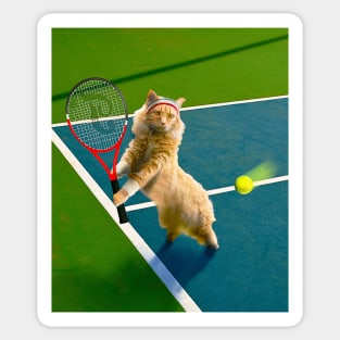 Maine Coon Cat Playing Tennis Sticker